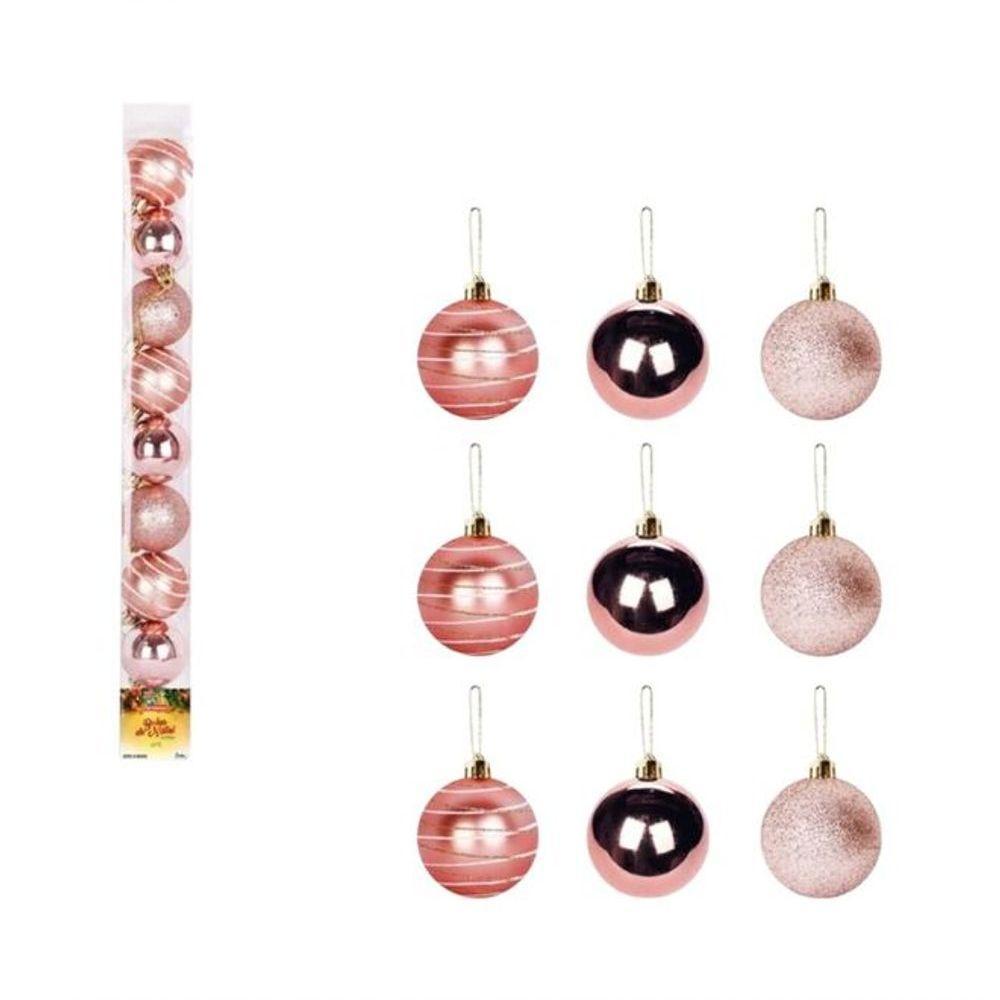 Encanto Rosa: Kit De 9 Bolinhas Natalinas 5cm Para Decorar Sua árvore Com Estilo - 2
