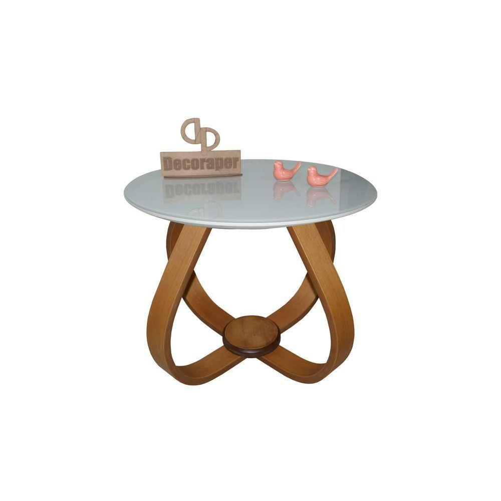 Mesa De Centro Cebola Com Vidro 50cm Off White 35cm - 1