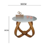 Mesa De Centro Cebola Com Vidro 50cm Off White 35cm - 2