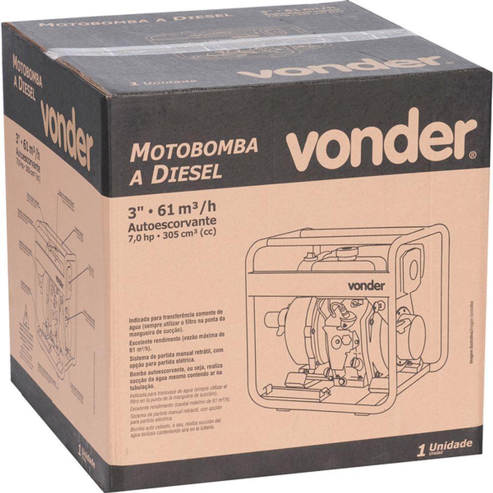 Motobomba à Diesel 3 7hp 4 Tempos Manual Água Limpa Vonder - 5