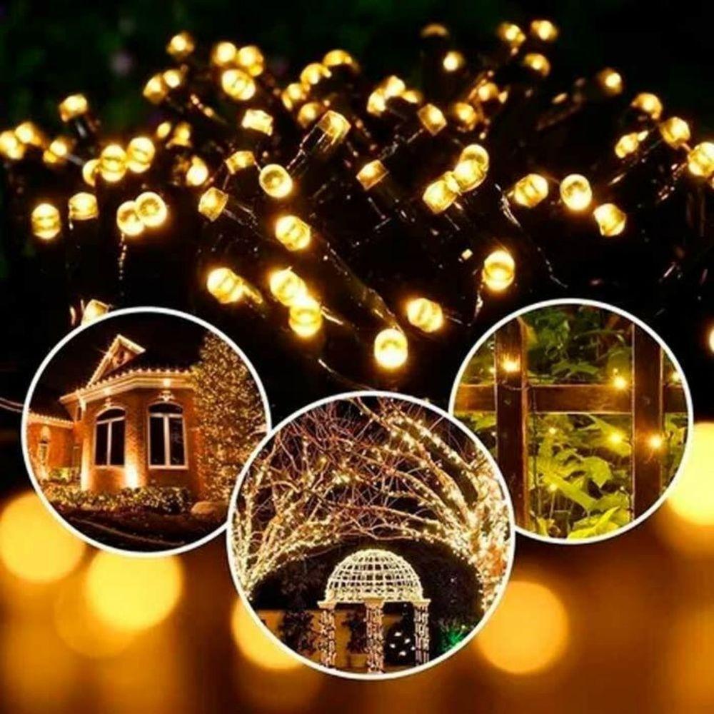 Pisca Pisca Natal Cordão 10 Metros 8 Funções 100 Lâmpadas Luz Amarelo - 1