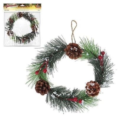 Guirlanda Natalina Elegante 19cm Com Pinhas Para Decorar Portas E Janelas