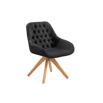 Poltrona Decorativa Alice Suede Capitone Pe Palito Unidecor Preto