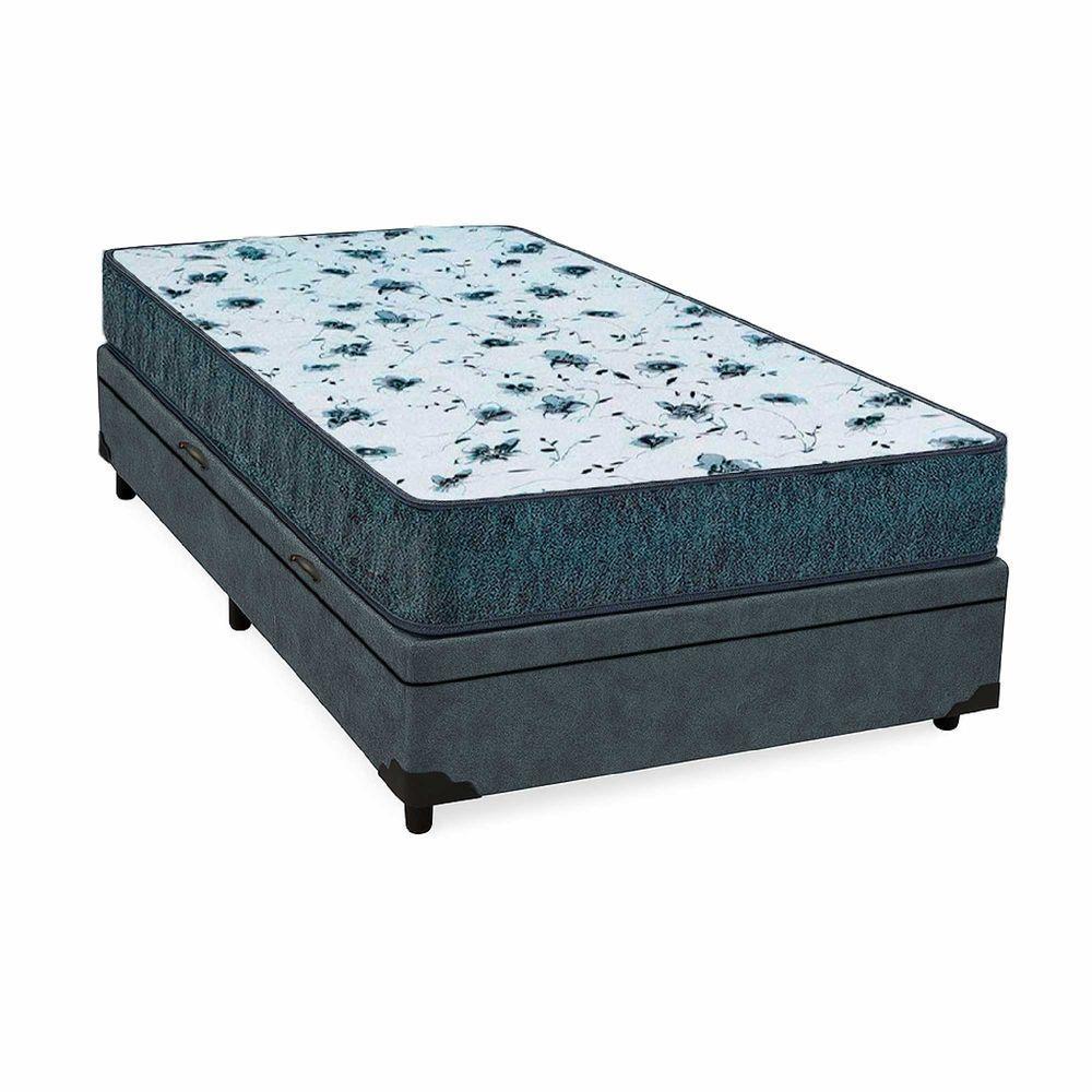 Cama Box Baú Solteiro 88 Suede Cinza Com Colchão Alegro Espuma D28 Cinza 58x88x188 - 1