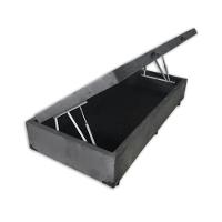 Cama Box Baú Solteiro 88 Suede Cinza Com Colchão Alegro Espuma D28 Cinza 58x88x188 - 2