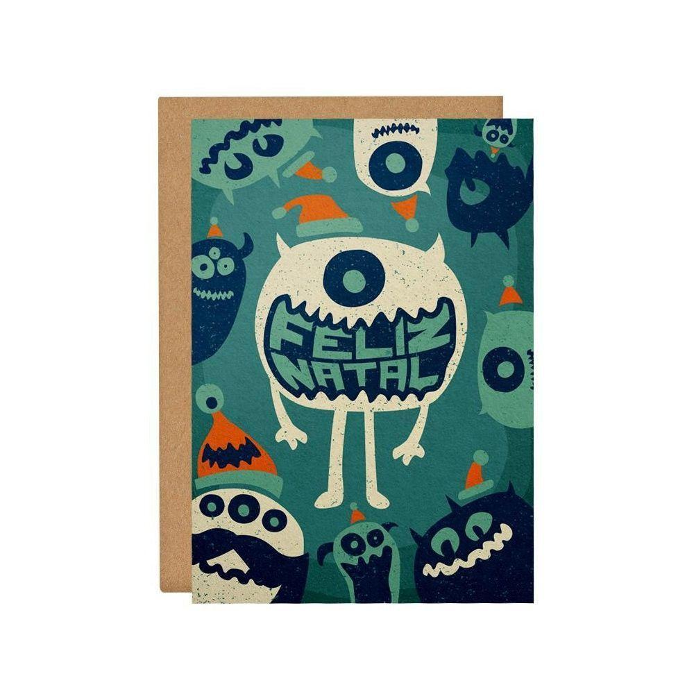 Cartão Natalino Interativo Com Monstros Divertidos E Qr Code Personalizável - 1