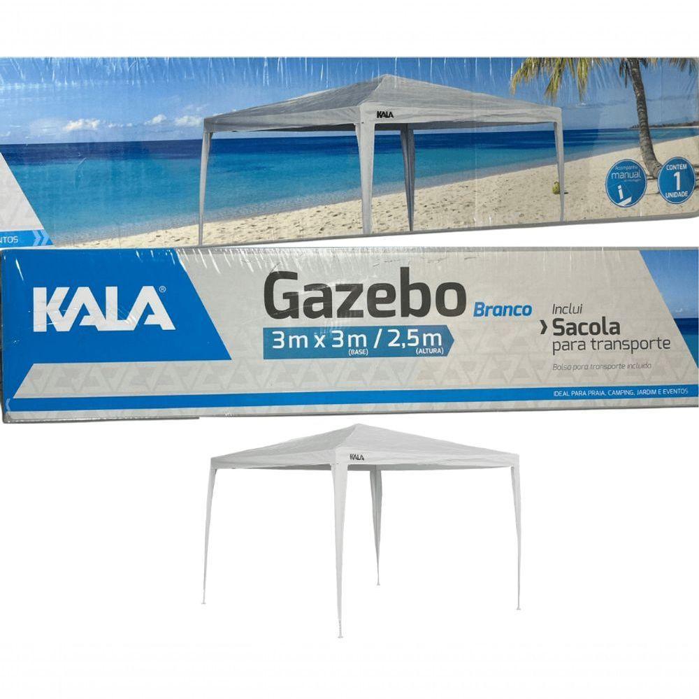 Tenda Praia Gazebo Barraca 3x3 Branca Camping Bco Aço Kala - 7