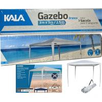 Tenda Praia Gazebo Barraca 3x3 Branca Camping Bco Aço Kala - 10