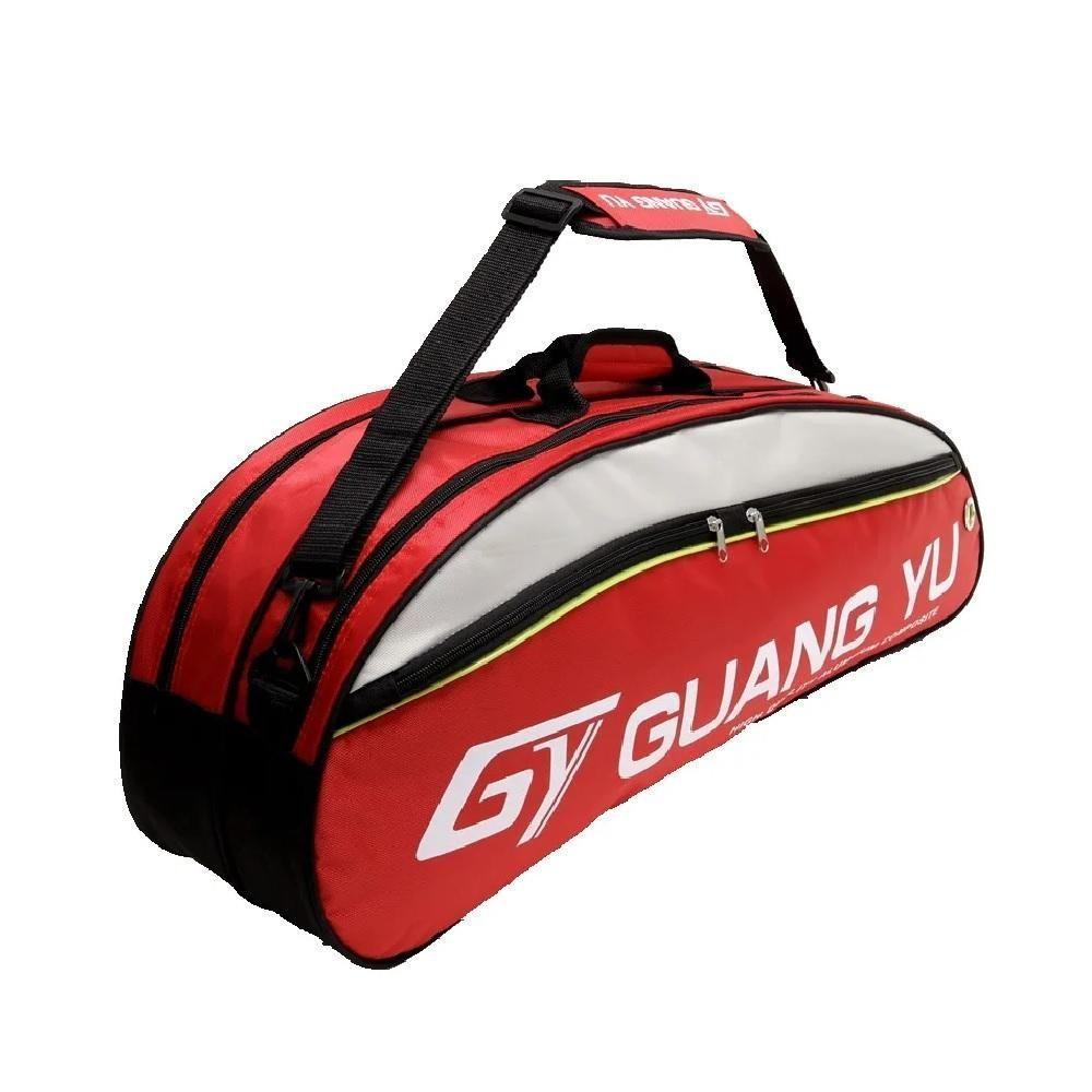 Raqueteira Mochila Tênis Esportiva Multiuso Bolsa Dupla Raquete Beach Badminton Bolsos Alça Profissional Vermelha - 1
