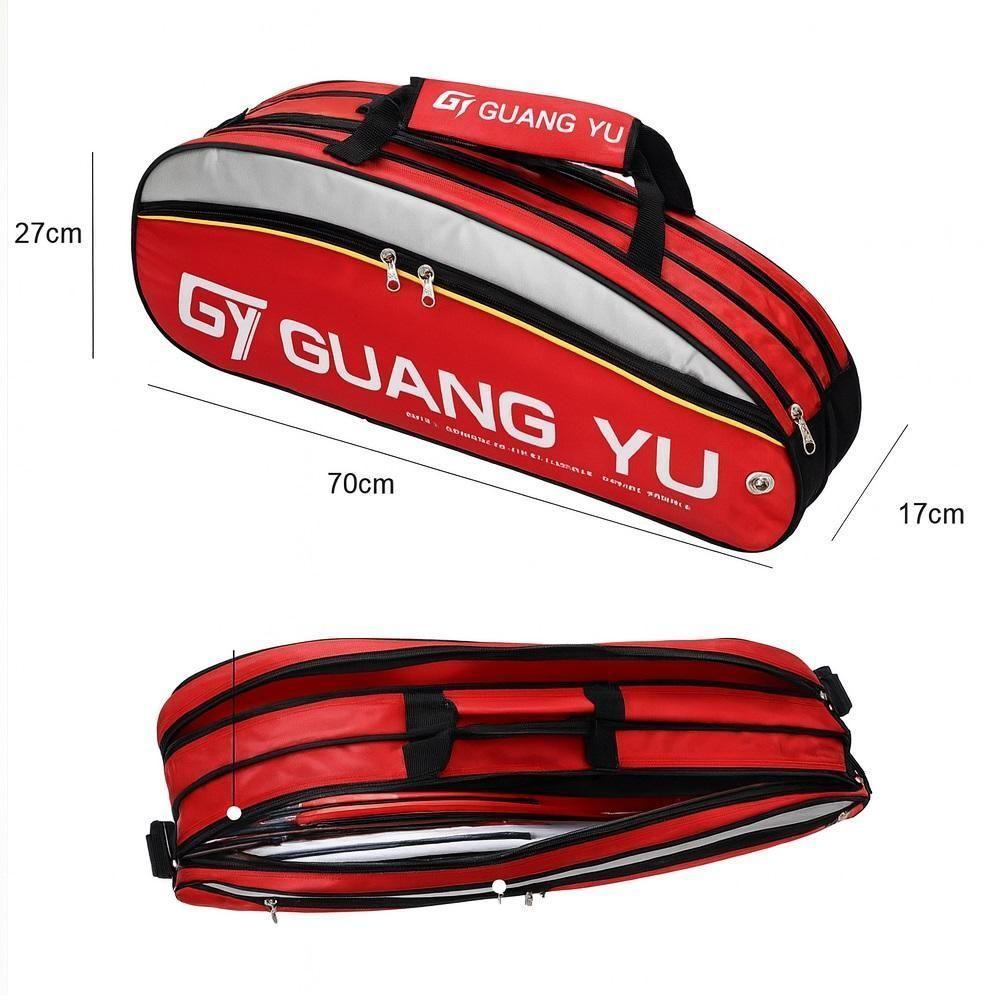 Raqueteira Mochila Tênis Esportiva Multiuso Bolsa Dupla Raquete Beach Badminton Bolsos Alça Profissional Vermelha - 4