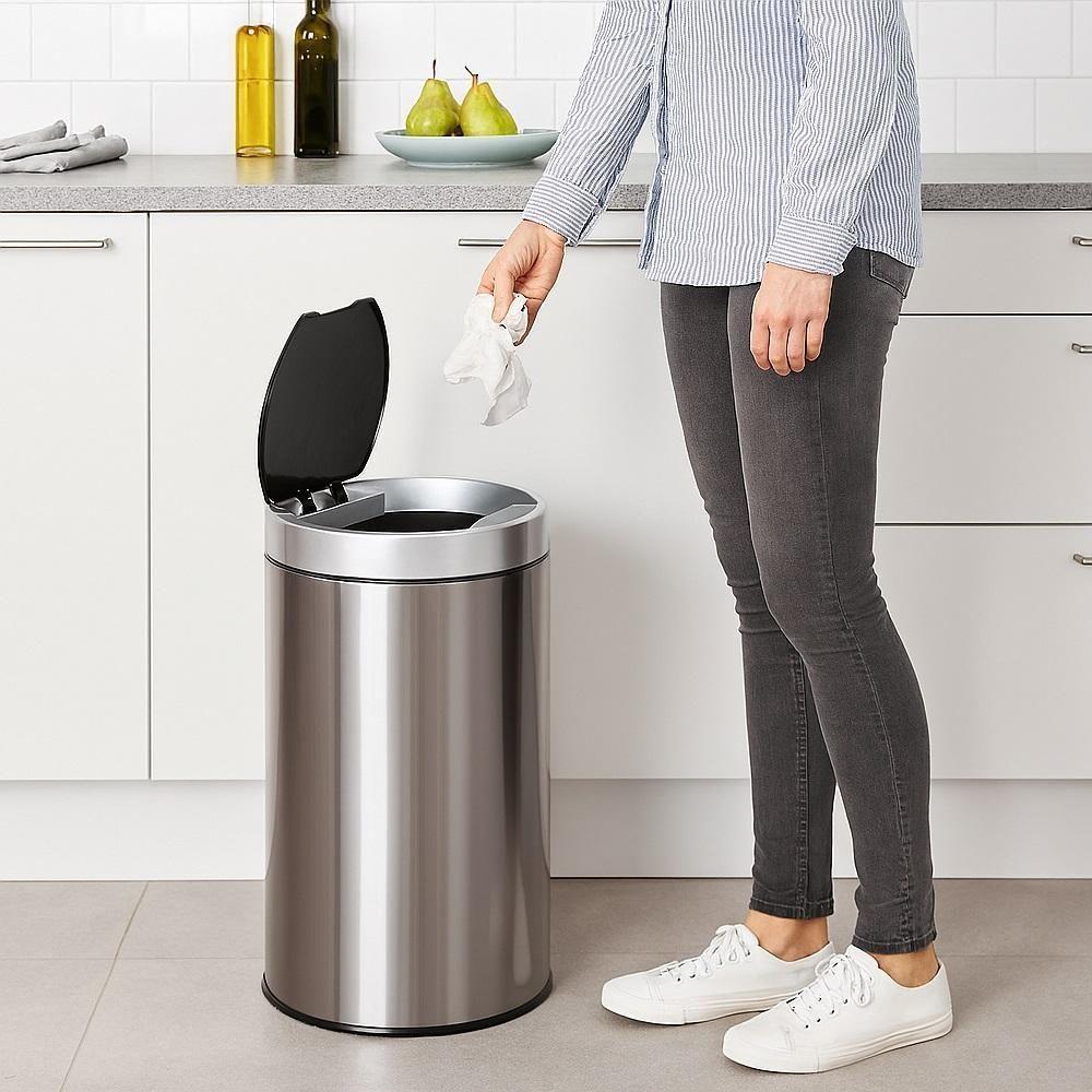 Lixeira Automática Sensor 12 Litros Inox Polido Grande Cabo Usb Cesto Removível Luxo Recarregável - 2