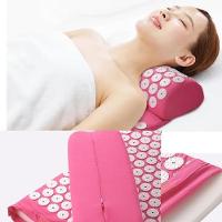 Tapete Terapêutico Acupuntura Massagem Yoga Almofada Travesseiro Relaxante Portátil Alívio Estresse Rosa - 3