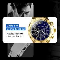 Relogio Masculino Prova Dagua Banhado + Cordao + Oculos Sol Inoxidavel Religioso Azul Catolico Verde