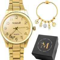 Relogio Aço Inoxidável Feminino Banhado + Caixa + Pulseira Social Silicone Qualidade Premium Casual - 1