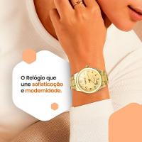 Relogio Aço Inoxidável Feminino Banhado + Caixa + Pulseira Social Silicone Qualidade Premium Casual
