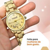 Relogio Aço Inoxidável Feminino Banhado + Caixa + Pulseira Social Silicone Qualidade Premium Casual - 5