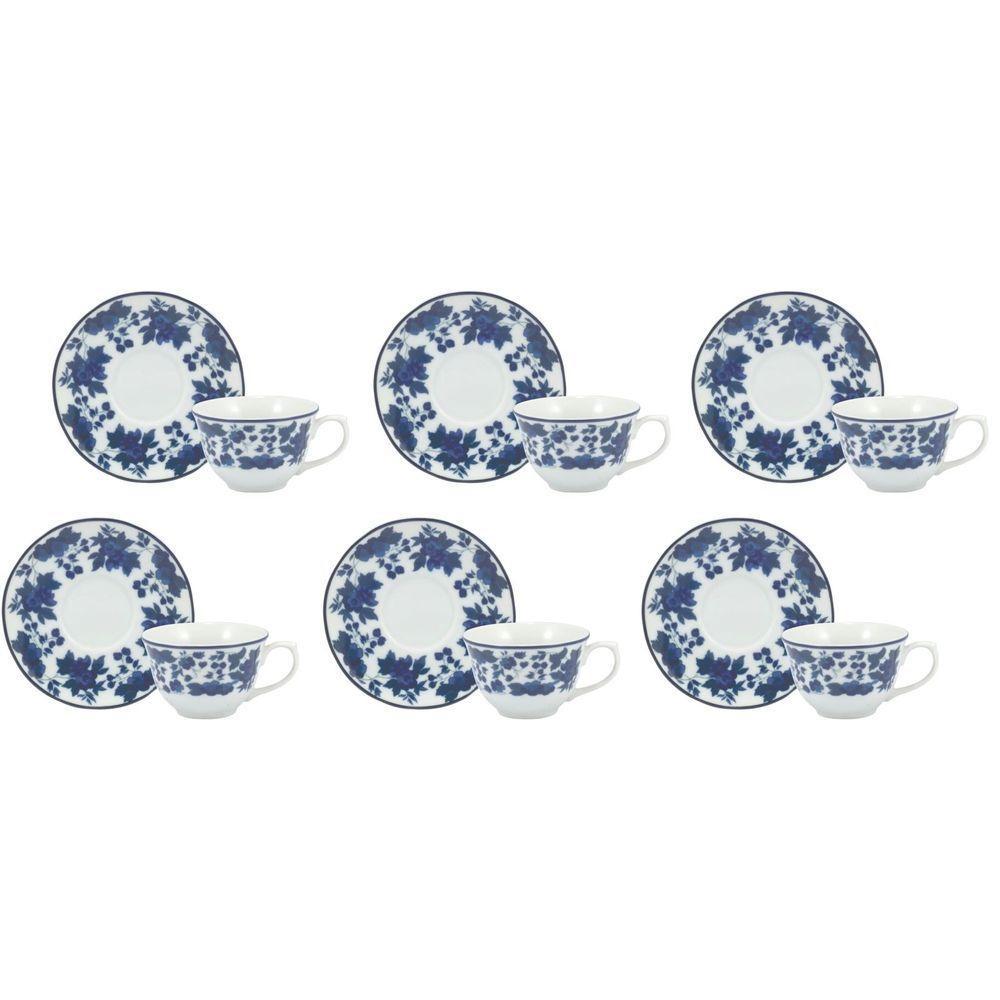 Conjunto De Xícara De Café Com Pires 06 Peças Folhagem - 1