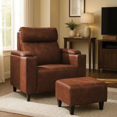 Poltrona Do Papai Com Puff Usb E Porta Copos Ravella Pu R04 - D'rossi Cor Ocre