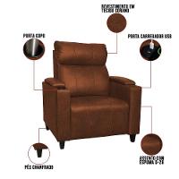 Poltrona Do Papai Com Puff Usb E Porta Copos Ravella Pu R04 - D'rossi Cor Ocre - 3