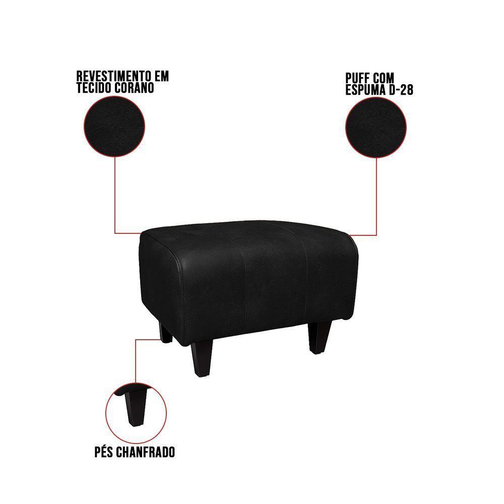 Poltrona Do Papai Com Puff Usb E Porta Copos Ravella Pu R04 - D'rossi Cor Preto - 4