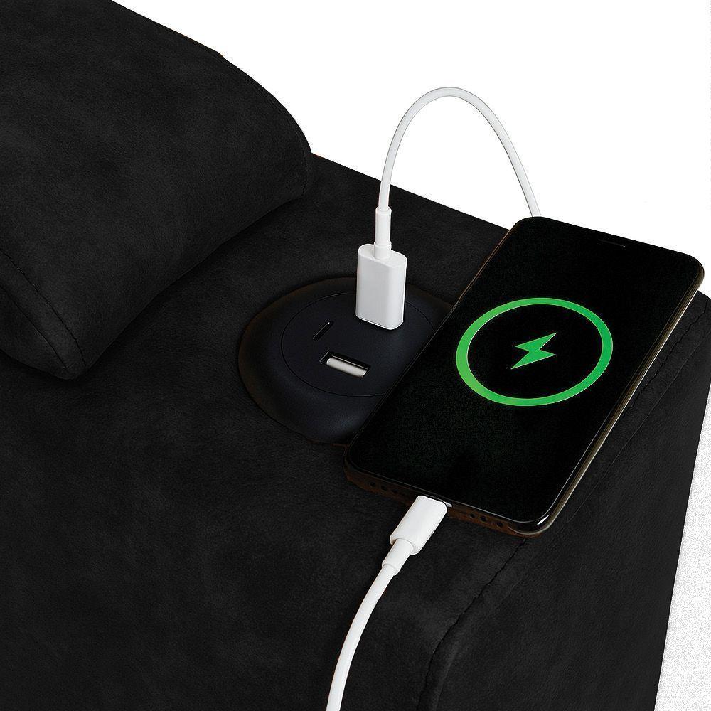 Poltrona Do Papai Com Puff Usb E Porta Copos Ravella Pu R04 - D'rossi Cor Preto - 7