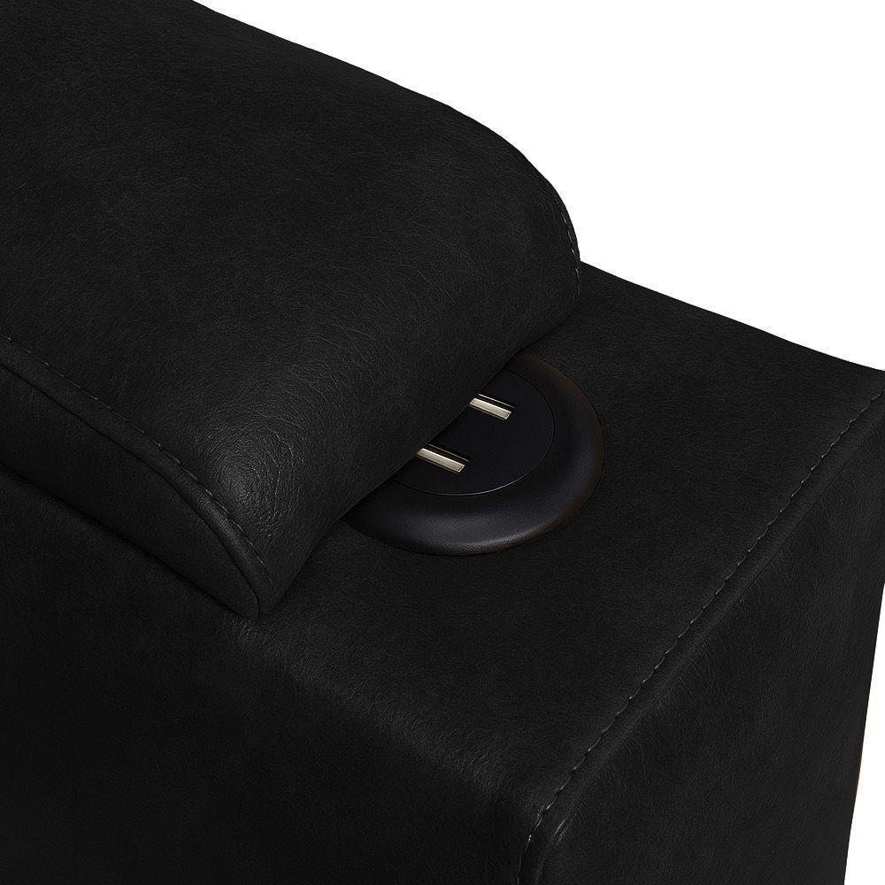 Poltrona Do Papai Com Puff Usb E Porta Copos Ravella Pu R04 - D'rossi Cor Preto - 9