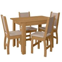 Conjunto Sala De Jantar 4 Cadeiras Tampo Retangular 108cm Sem Vidro Bellagio Freijó Uv Clara Savana - Poliman - 1