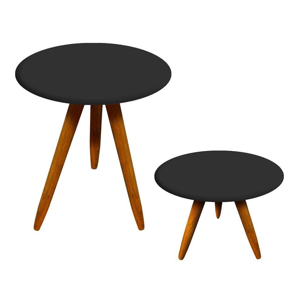 Conjunto Mesa Lateral e Mesa De Centro Preto D´rossi - 1