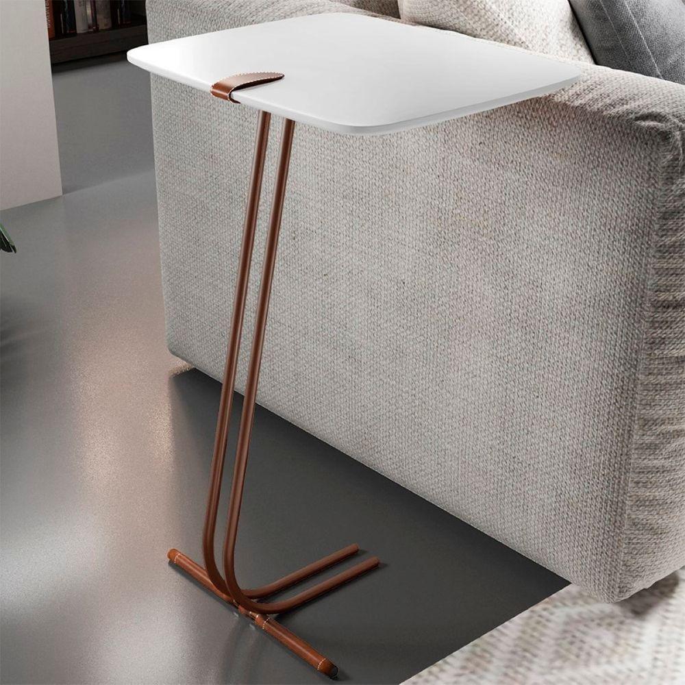 Mesa Apoio Lateral Para Sofá Lisboa Pé Café Branco - 2