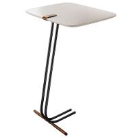 Mesa Apoio Lateral Para Sofá Lisboa Pé Preto Laca Off White - 1