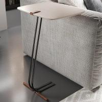 Mesa Apoio Lateral Para Sofá Lisboa Pé Preto Laca Off White - 2