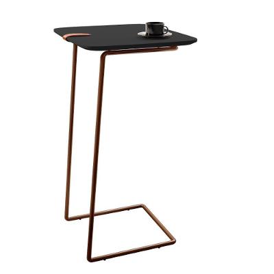 Mesa Apoio Lateral Para Sofá Atenas Pé Café Preto