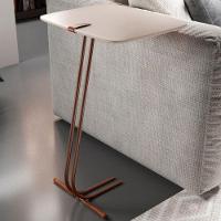 Mesa Apoio Lateral Para Sofá Lisboa Pé Café Laca Off White - 2