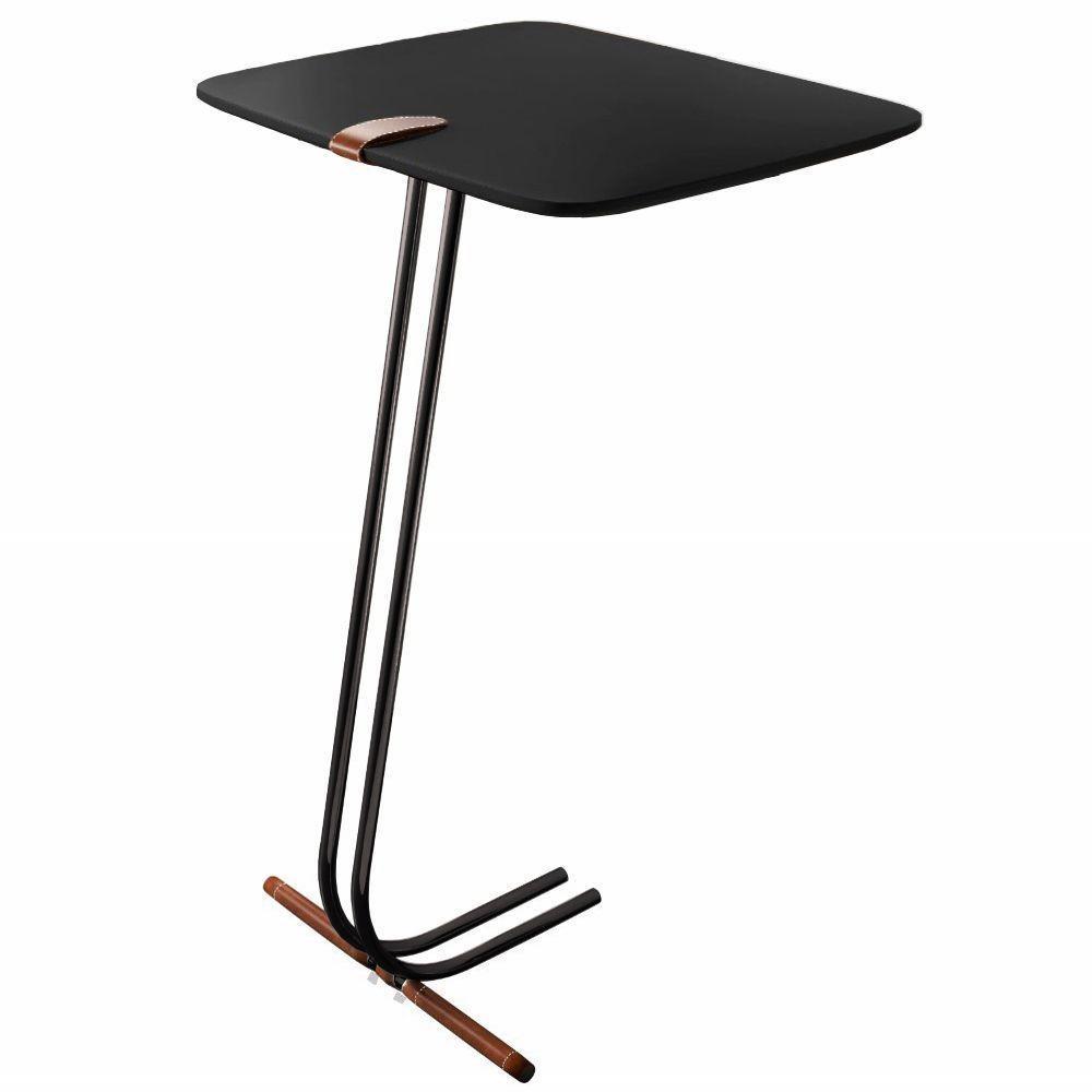 Mesa Apoio Lateral Para Sofá Lisboa Pé Preto Laca Preto - 1