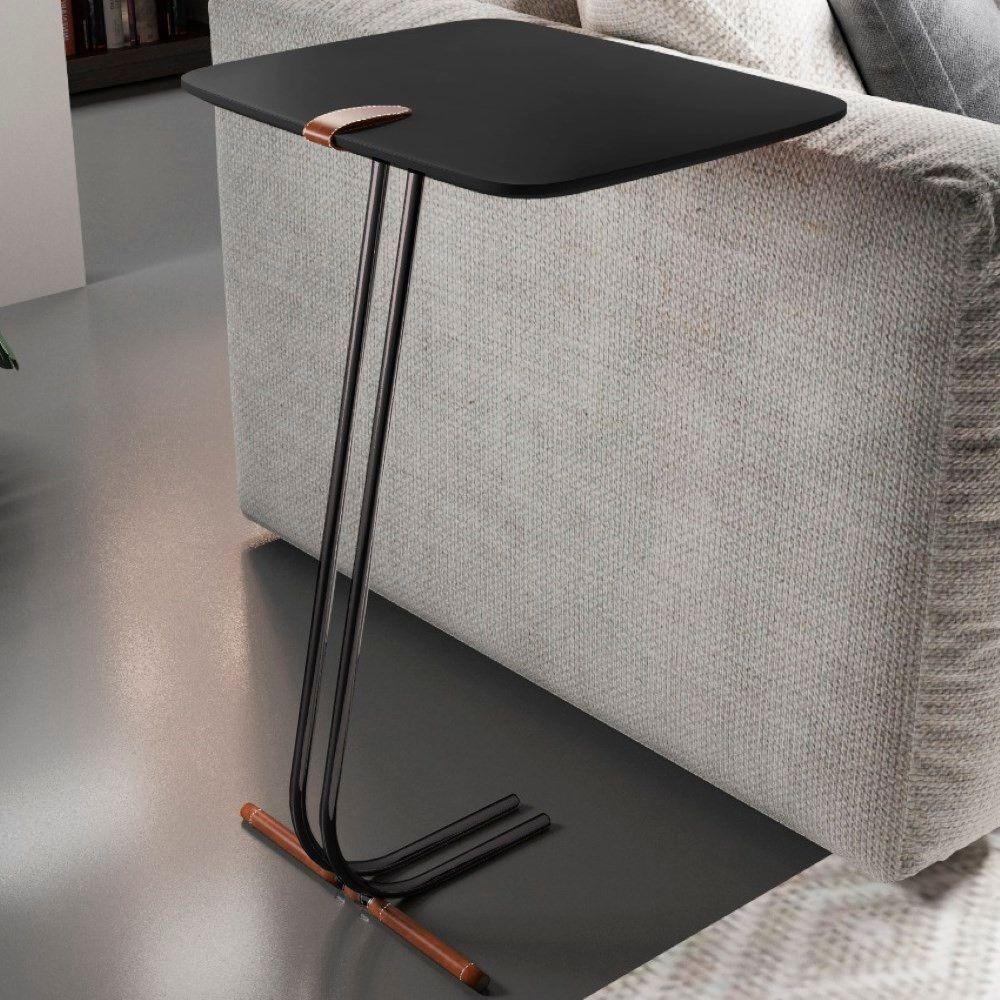 Mesa Apoio Lateral Para Sofá Lisboa Pé Preto Laca Preto - 2