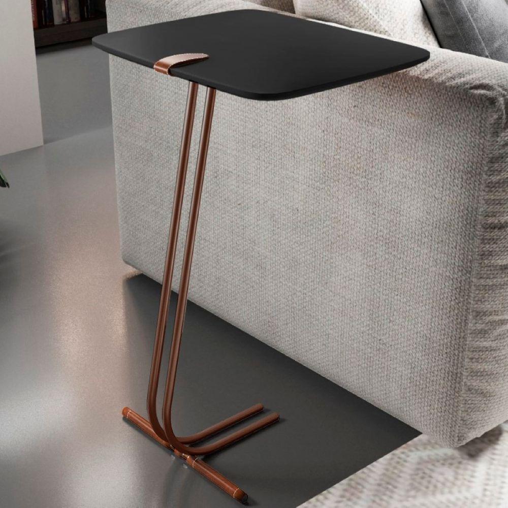 Mesa Apoio Lateral Para Sofá Lisboa Pé Café Laca Preto - 2
