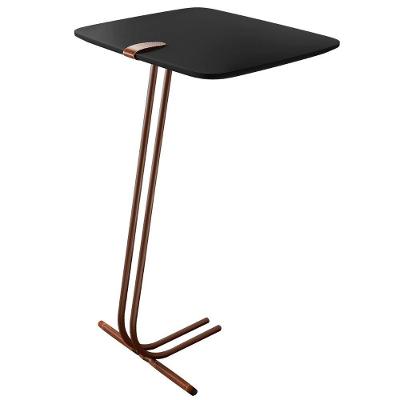 Mesa Apoio Lateral Para Sofá Lisboa Pé Café Laca Preto