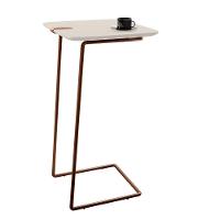 Mesa Apoio Lateral Para Sofá Atenas Pé Café Laca Off White - 1