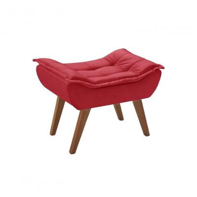 Puff Decorativo Opalla Suede Para Sala Unidecor Vermelho