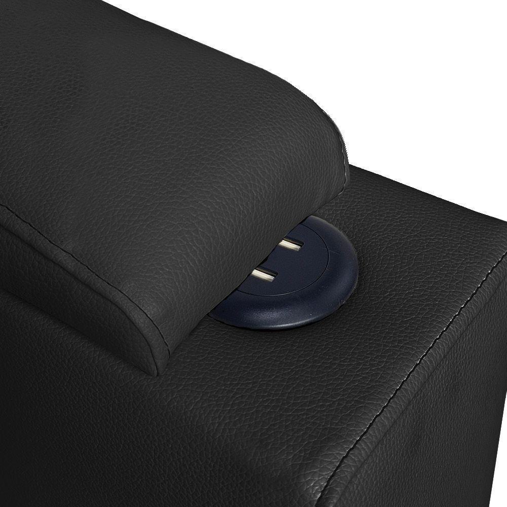 Poltrona Do Papai Com Puff Usb E Porta Copos Ravella Sintético R04 - D'rossi Cor Preto - 9