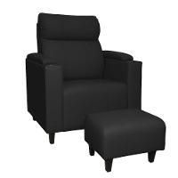 Poltrona Do Papai Com Puff Usb E Porta Copos Ravella Sintético R04 - D'rossi Cor Preto - 2