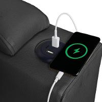 Poltrona Do Papai Com Puff Usb E Porta Copos Ravella Sintético R04 - D'rossi Cor Preto - 8