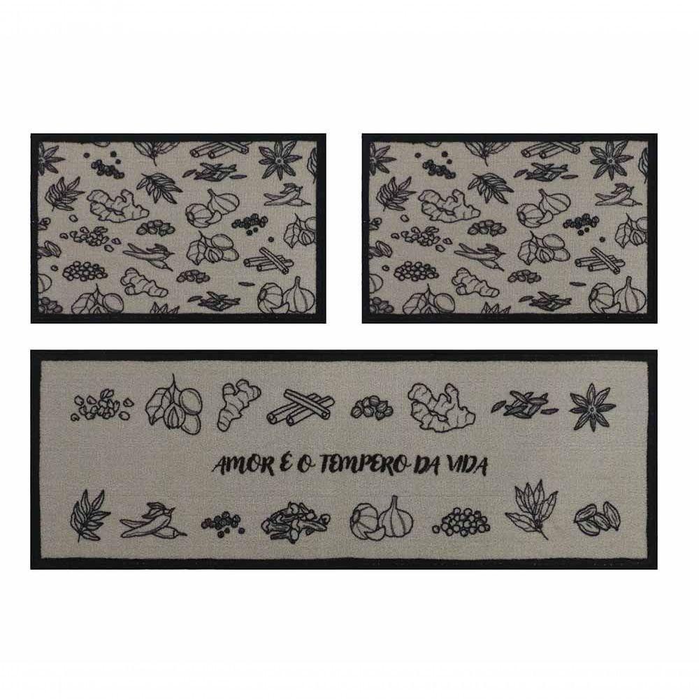 Jogo De Cozinha 3 Pçs Temperos 120x40 - 60x40cm - Uzoo Jogo Cozinha 3 Pecas 120x40-60x40cm Temperos - 1