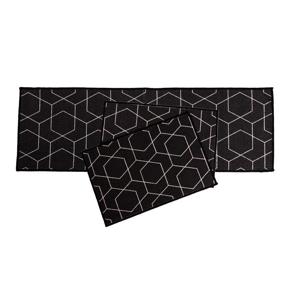 Jogo De Cozinha 3 Pçs Geometrico 120x40 - 60x40cm - Uzoo Jogo Cozinha 3 Pecas 120x40-60x40cm Geometrico - 1