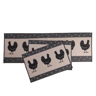 Jogo De Cozinha 3 Pçs Galinha Cinza 120x40 - 60x40cm - Uzoo Jogo Cozinha 3 Pecas 120x40-60x40cm Galinha Cinza