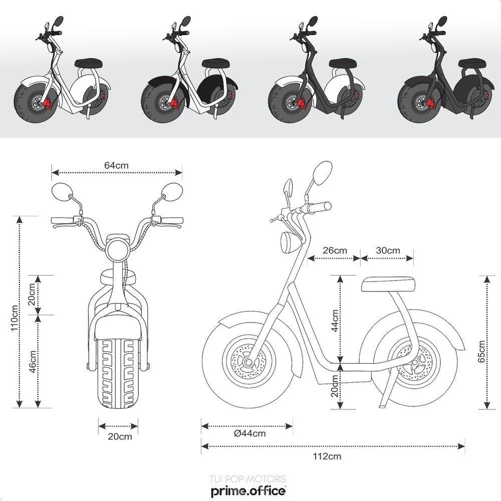 Scooter Elétrica 1000w Tui Pop Moto Patinete Sem Cnh Branco-preto - 5