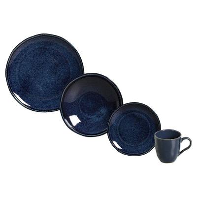 Aparelho de Jantar Daily Happy 16 Peças Cerâmica Redondo Azul Marinho e Preto Porto Brasil