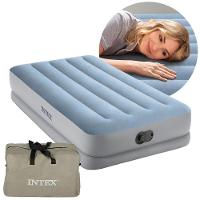 Colchão Inflável Solteiro Dura Beam Prestige Azul Standard 136kg Bomba Usb Intex - 1