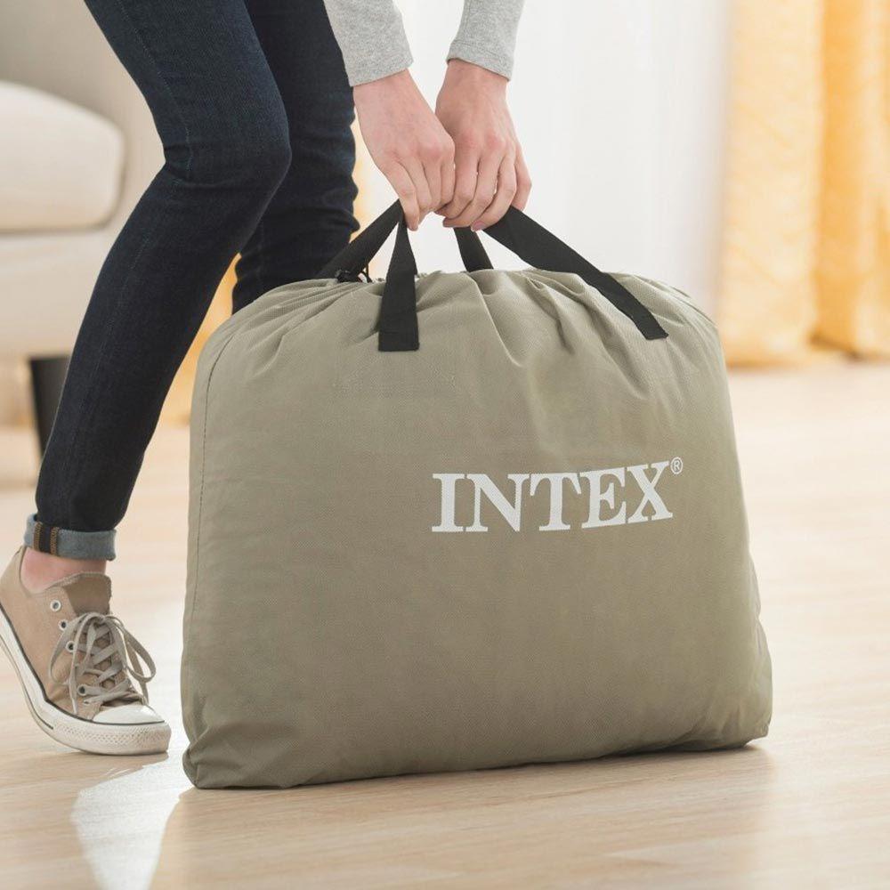 Colchão Inflável Casal Queen Fiber Tech Prestige 272kg Azul Com Bomba Usb Intex - 3