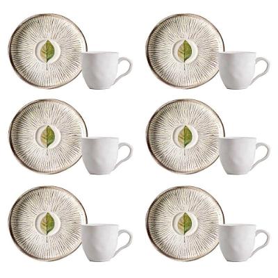 Conjunto de Xícara de Cafezinho Bio Evergreen Cerâmica Stoneware Bege Porto Brasil